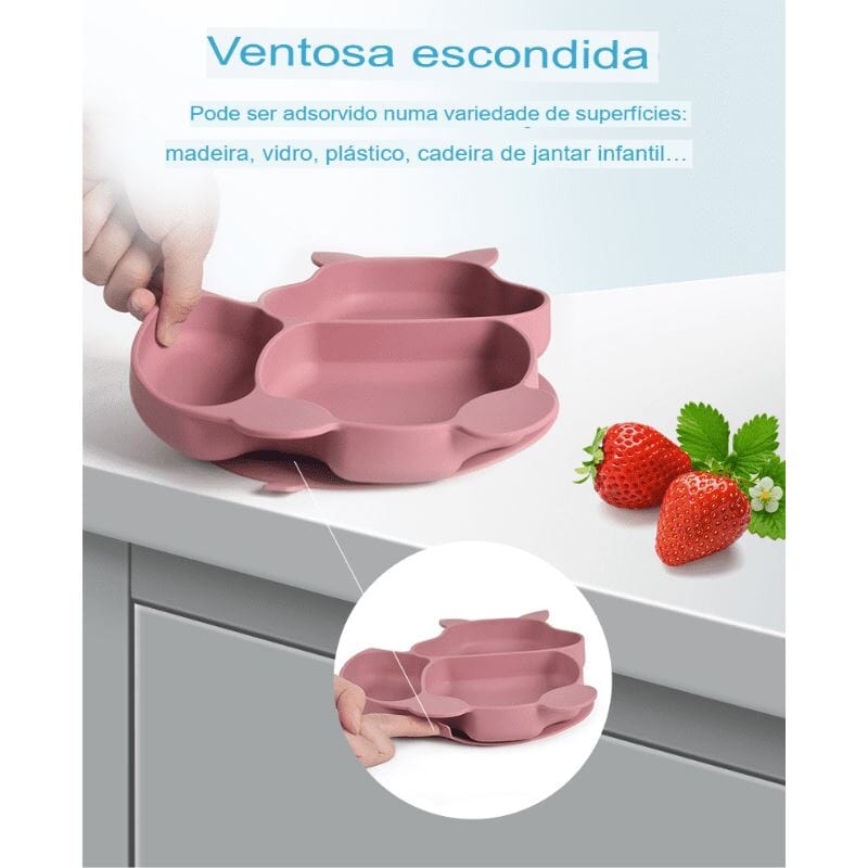 Kit 8 Pcs, Prato Formato Esquilo Com Ventosa, Babador, Conjunto Alimentação Para Bebê